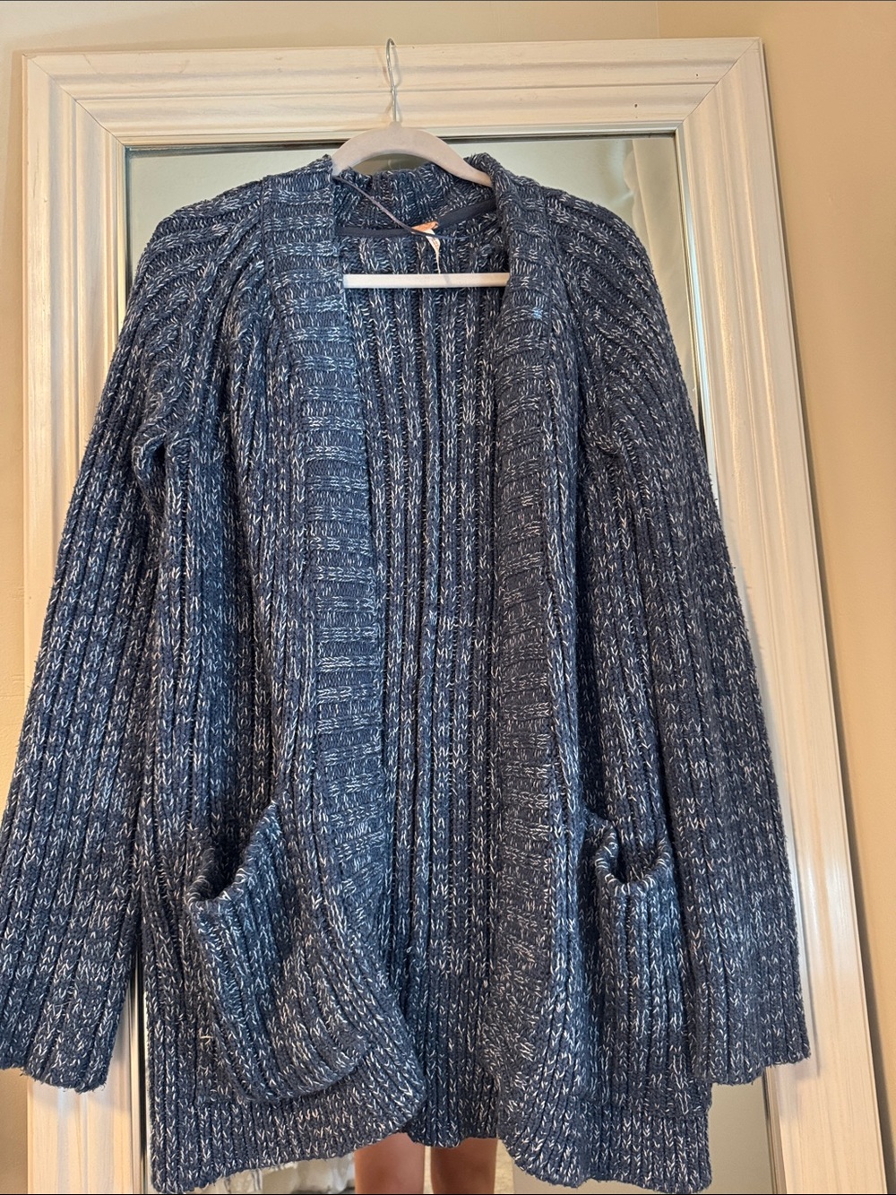 Free People Blue Marled Open-Front Cardigan